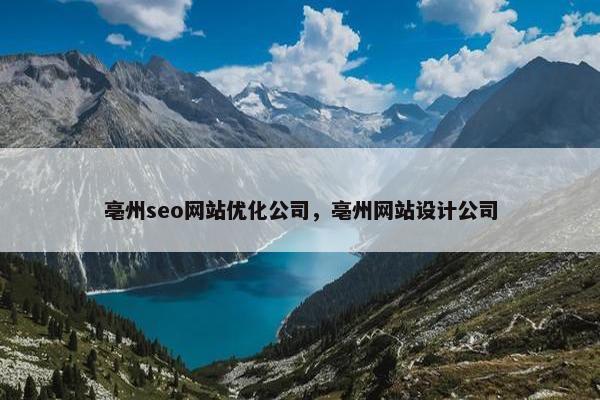 亳州seo网站优化公司，亳州网站设计公司