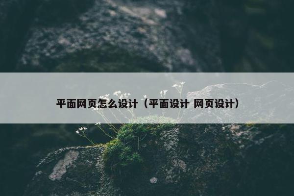 平面网页怎么设计（平面设计 网页设计）