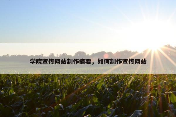 学院宣传网站制作摘要，如何制作宣传网站