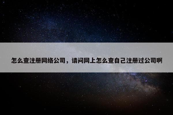 怎么查注册网络公司，请问网上怎么查自己注册过公司啊