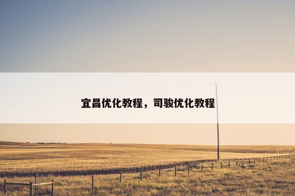 宜昌优化教程，司骏优化教程