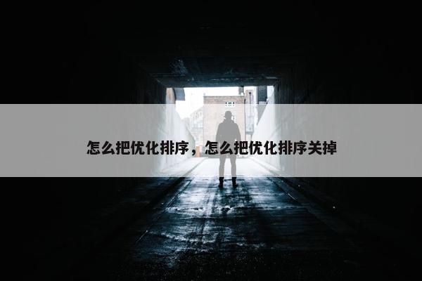 怎么把优化排序，怎么把优化排序关掉