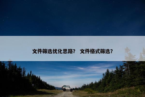文件筛选优化思路？ 文件格式筛选？