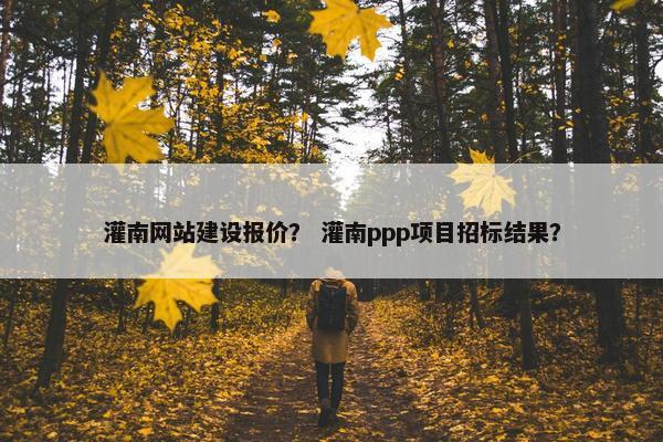灌南网站建设报价？ 灌南ppp项目招标结果？