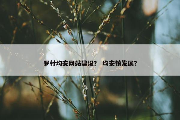 罗村均安网站建设？ 均安镇发展？