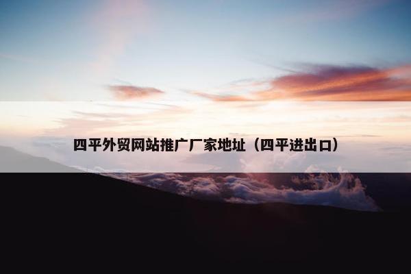 四平外贸网站推广厂家地址（四平进出口）