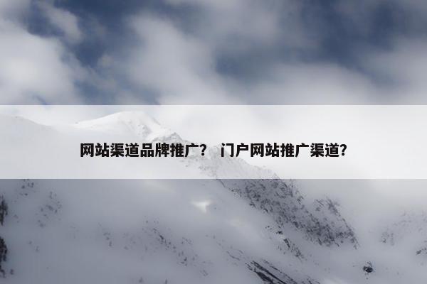 网站渠道品牌推广？ 门户网站推广渠道？