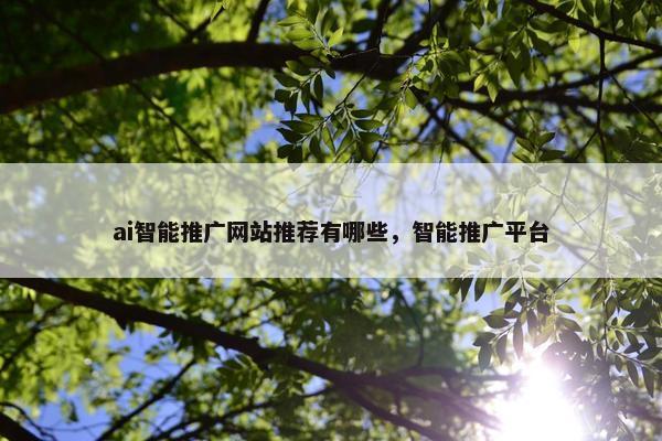 ai智能推广网站推荐有哪些，智能推广平台