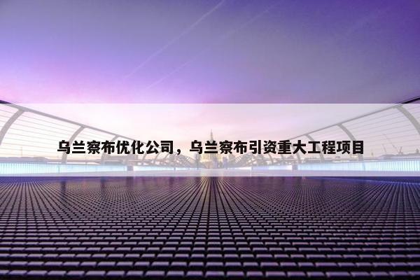 乌兰察布优化公司，乌兰察布引资重大工程项目
