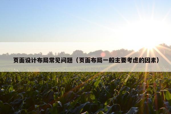 页面设计布局常见问题（页面布局一般主要考虑的因素）