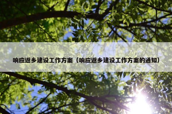 响应返乡建设工作方案（响应返乡建设工作方案的通知）