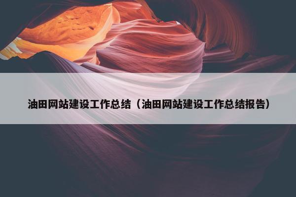 油田网站建设工作总结（油田网站建设工作总结报告）