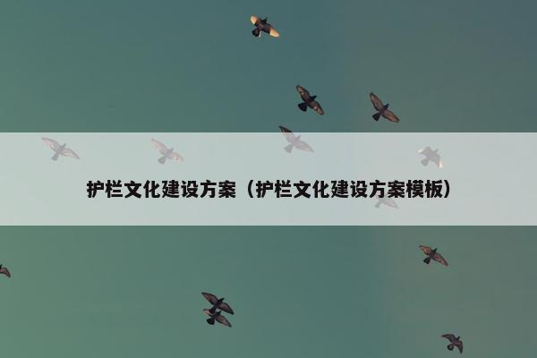 护栏文化建设方案（护栏文化建设方案模板）