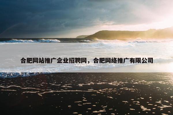 合肥网站推广企业招聘网，合肥网络推广有限公司