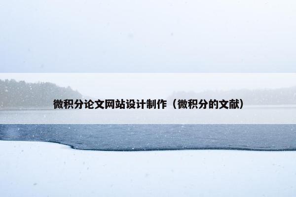 微积分论文网站设计制作（微积分的文献）