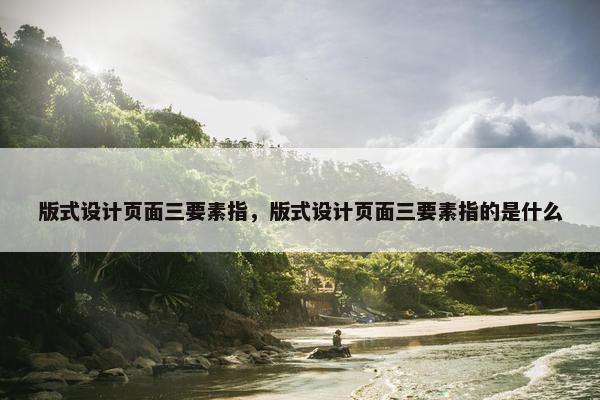 版式设计页面三要素指，版式设计页面三要素指的是什么