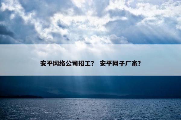 安平网络公司招工？ 安平网子厂家？