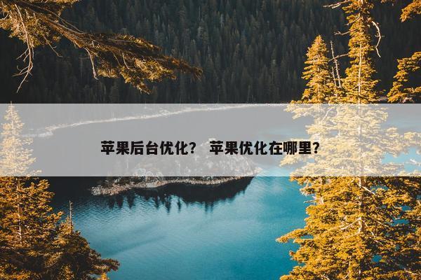 苹果后台优化？ 苹果优化在哪里？