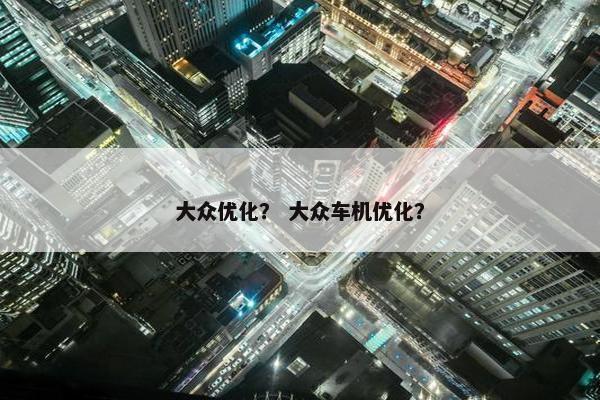 大众优化？ 大众车机优化？