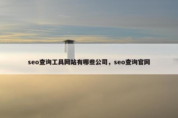 seo查询工具网站有哪些公司，seo查询官网