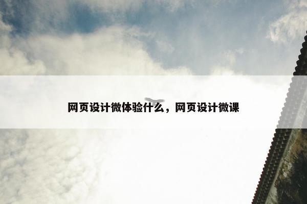 网页设计微体验什么，网页设计微课