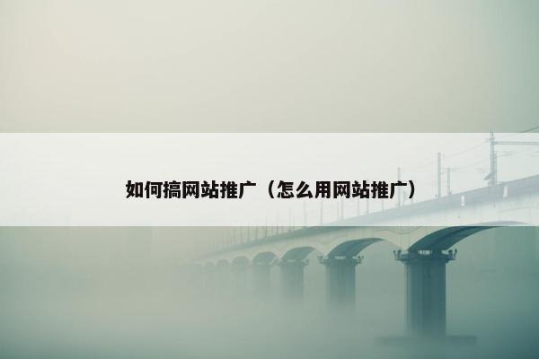 如何搞网站推广（怎么用网站推广）