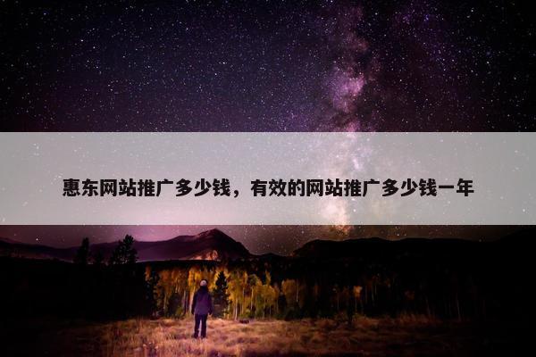 惠东网站推广多少钱，有效的网站推广多少钱一年