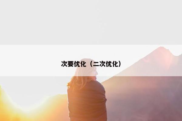 次要优化（二次优化）