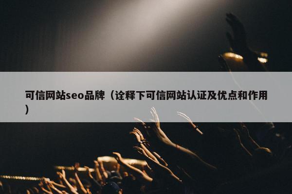 可信网站seo品牌（诠释下可信网站认证及优点和作用）