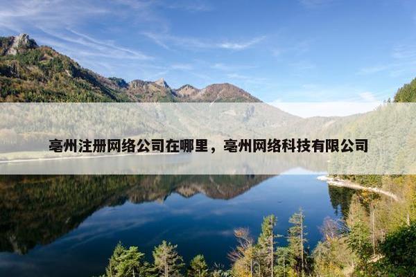 亳州注册网络公司在哪里，亳州网络科技有限公司
