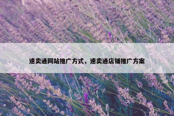 速卖通网站推广方式，速卖通店铺推广方案