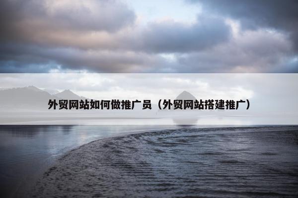 外贸网站如何做推广员（外贸网站搭建推广）