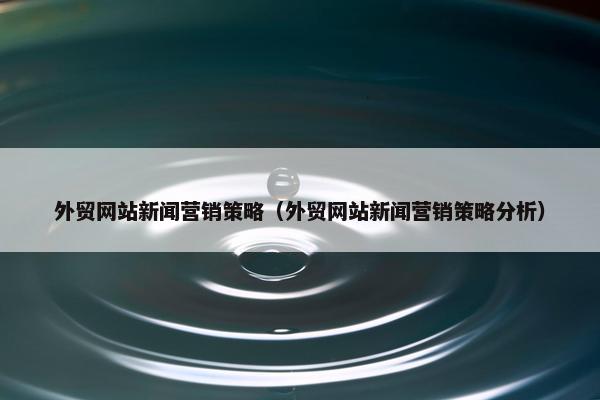 外贸网站新闻营销策略（外贸网站新闻营销策略分析）