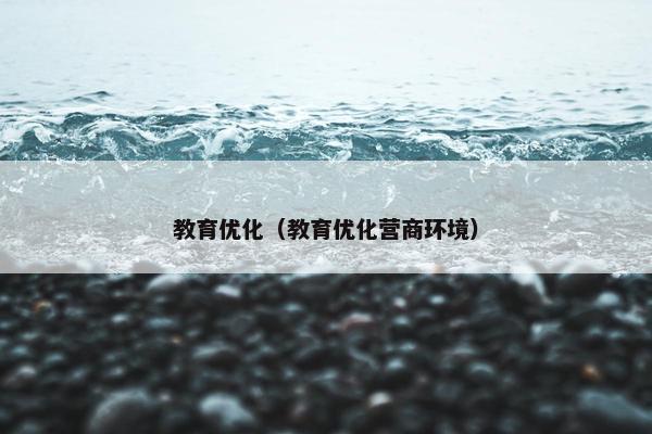 教育优化（教育优化营商环境）