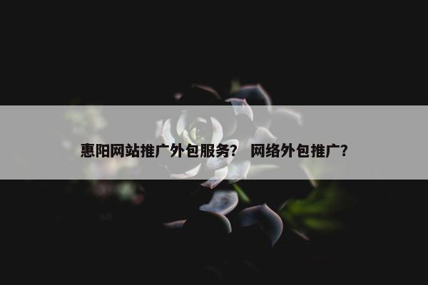 惠阳网站推广外包服务？ 网络外包推广？