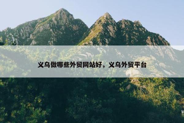 义乌做哪些外贸网站好，义乌外贸平台