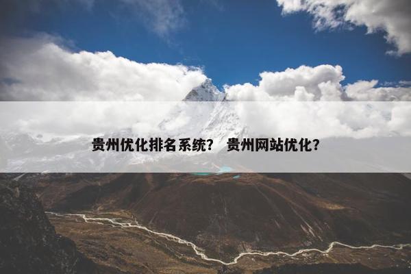 贵州优化排名系统？ 贵州网站优化？
