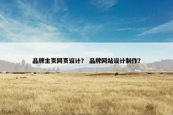品牌主页网页设计？ 品牌网站设计制作？