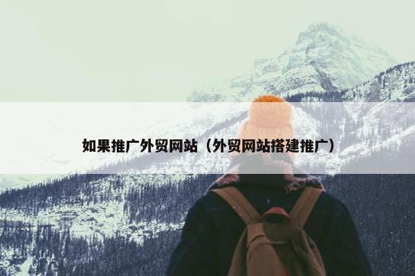 如果推广外贸网站（外贸网站搭建推广）