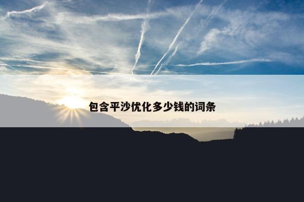 包含平沙优化多少钱的词条