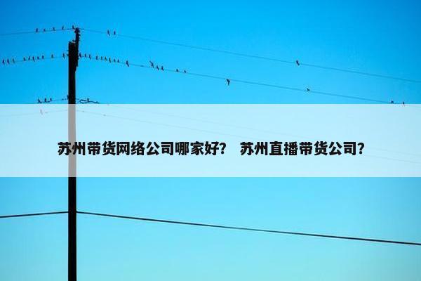 苏州带货网络公司哪家好？ 苏州直播带货公司？