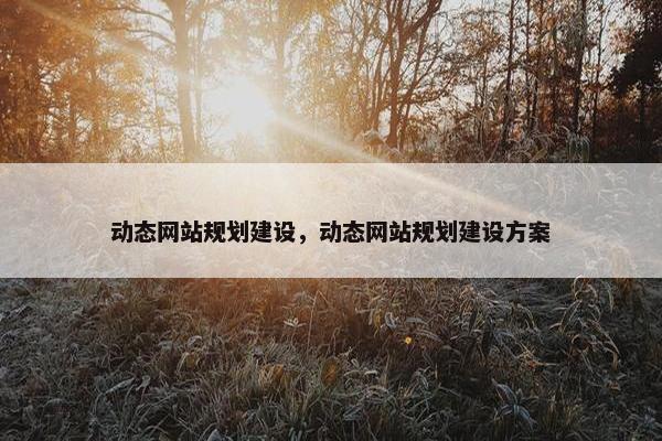 动态网站规划建设，动态网站规划建设方案