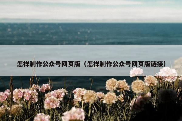 怎样制作公众号网页版（怎样制作公众号网页版链接）