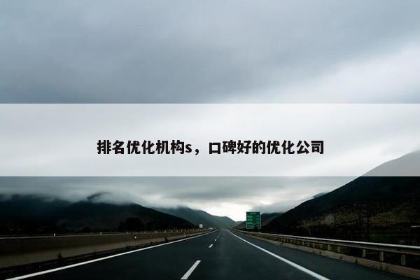 排名优化机构s，口碑好的优化公司