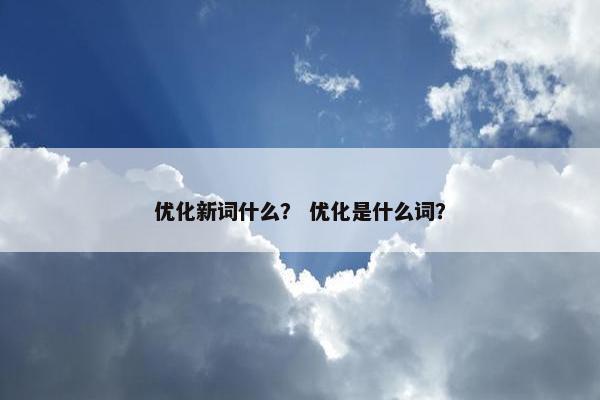 优化新词什么？ 优化是什么词？
