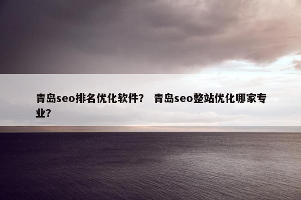 青岛seo排名优化软件？ 青岛seo整站优化哪家专业？