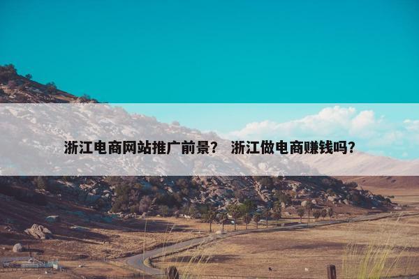 浙江电商网站推广前景？ 浙江做电商赚钱吗？