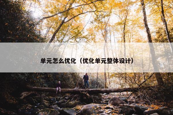 单元怎么优化（优化单元整体设计）
