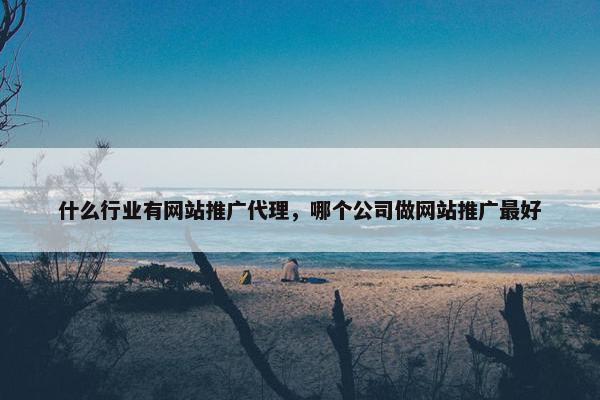 什么行业有网站推广代理，哪个公司做网站推广最好
