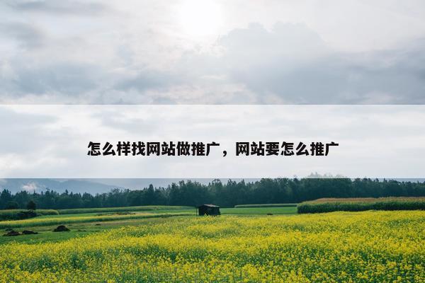 怎么样找网站做推广，网站要怎么推广